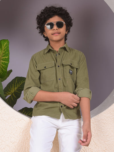 Green 100% Cotton Corduory Shirt