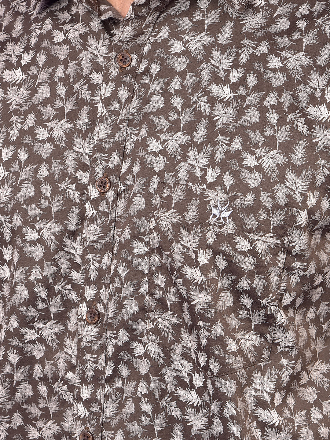 Brown Printed 100% Cotton Shirt