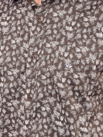Brown Printed 100% Cotton Shirt