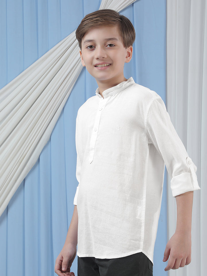 White Linen Mandarin Neck Kurta