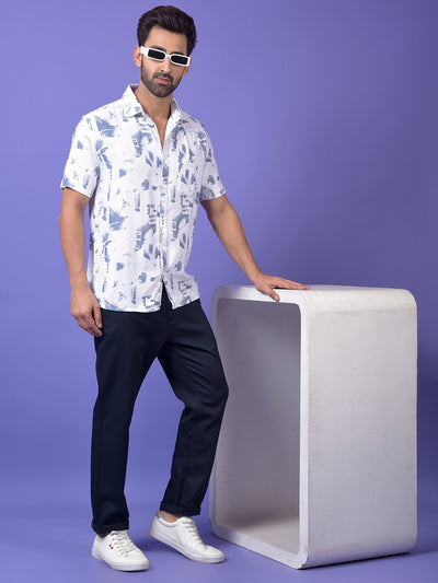 Blue Printed 100% Cotton Shirt
