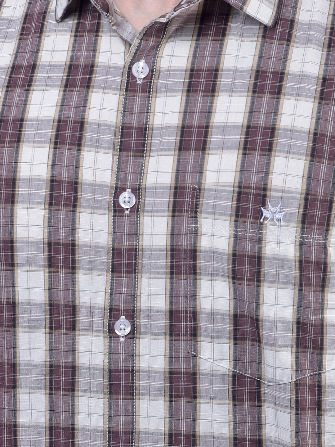 Brown Checked 100% Cotton Shirt