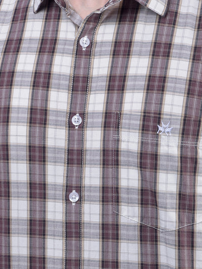 Brown Checked 100% Cotton Shirt