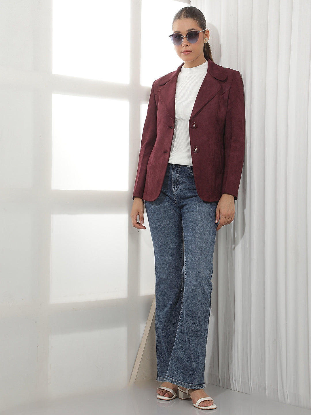 Wine Single Breasted Coat