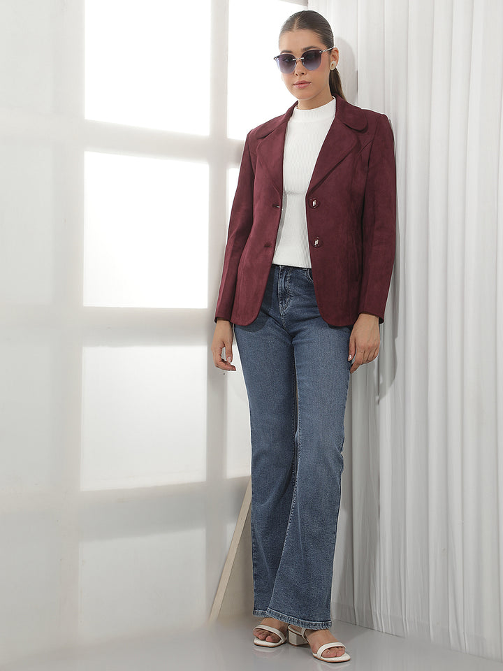 Wine Single Breasted Coat