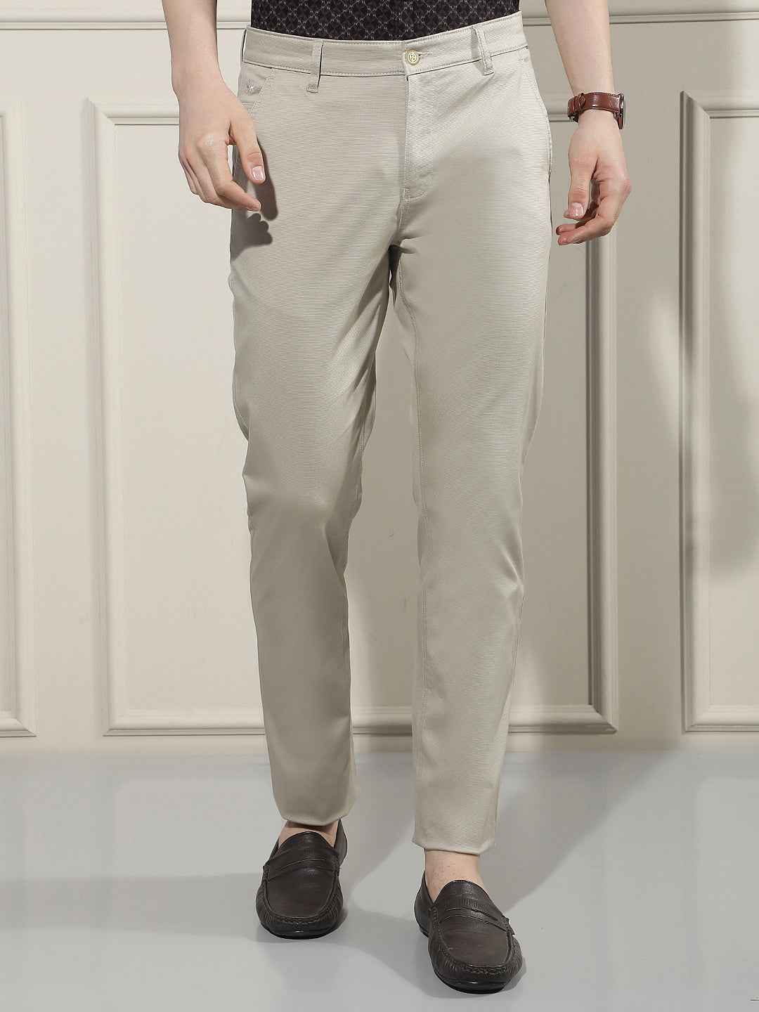 Classic Beige Dobby Trousers