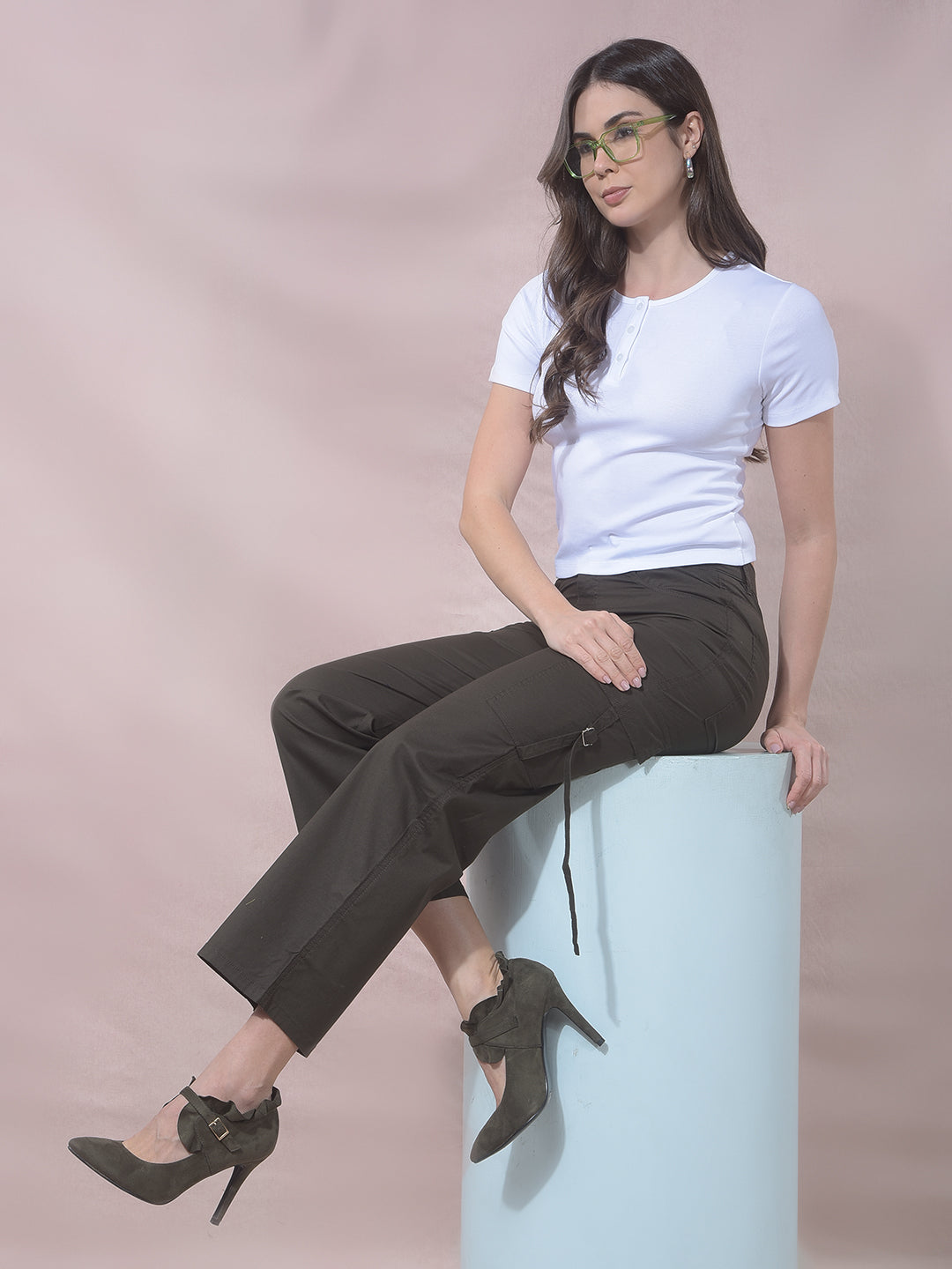 Olive Utility Pocket Cargo Trousers