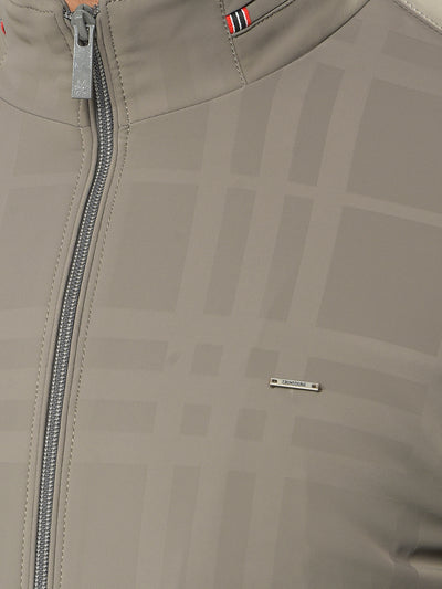 Beige Checked Puffer Jacket