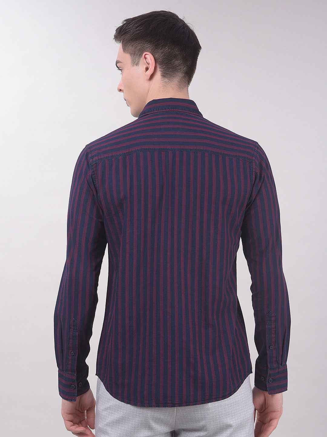 Red Vertical Stripes 100% Cotton Shirt