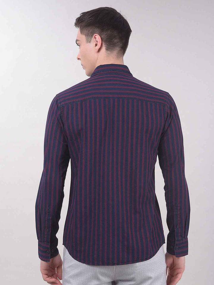 Red Vertical Stripes 100% Cotton Shirt