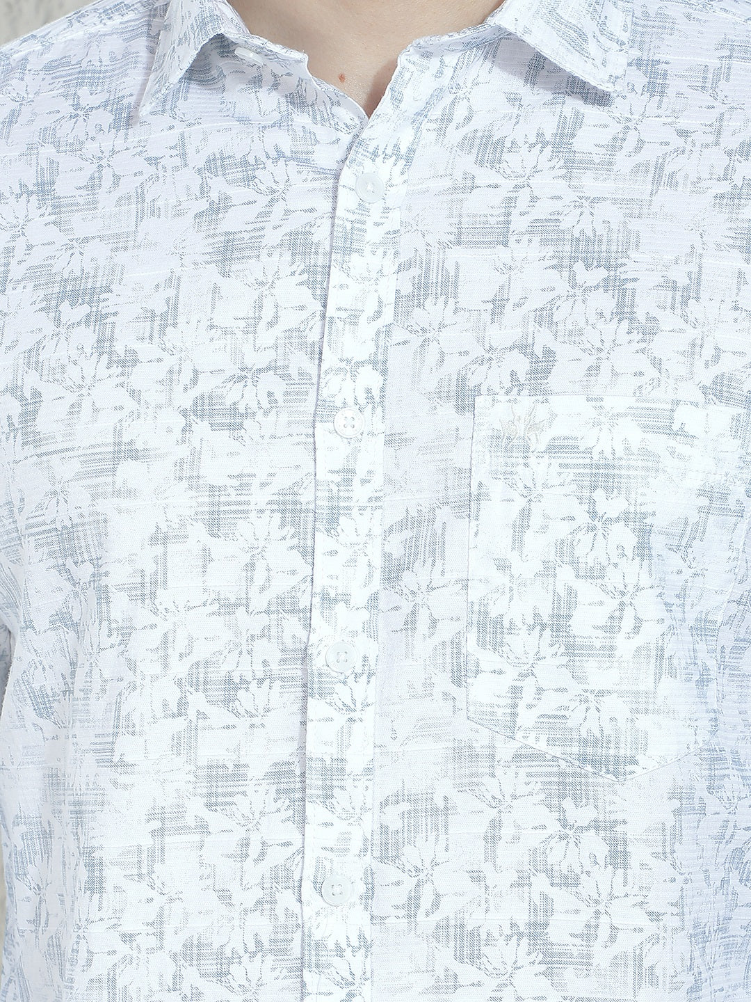 Powder Blue Floral Easy Wear Shirt