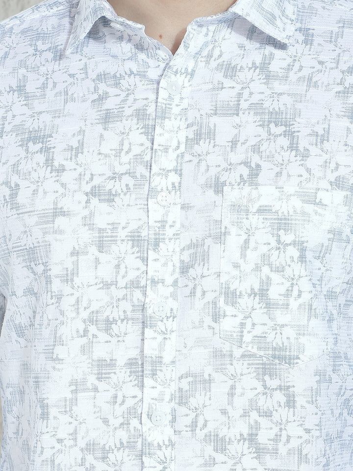 Powder Blue Floral Easy Wear Shirt
