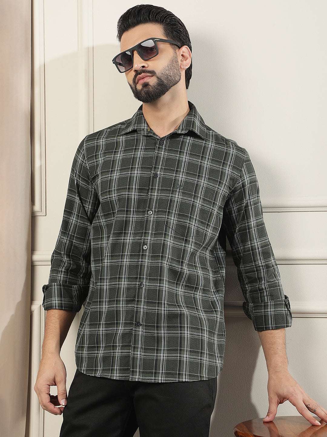 Green Checked 100% Cotton Shirt