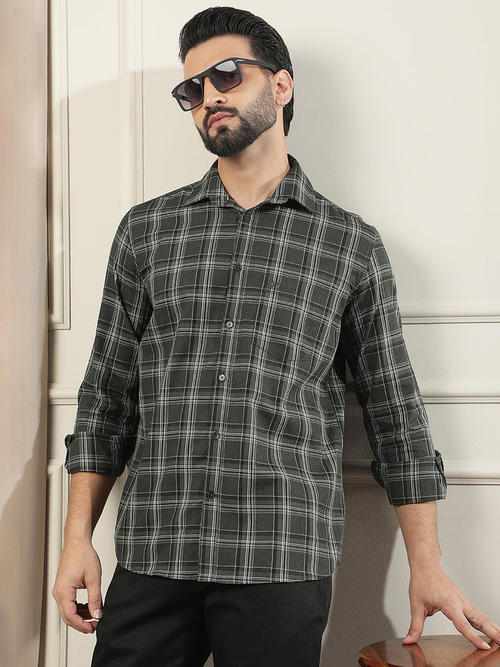 Green Checked 100% Cotton Shirt