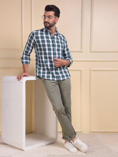 Green Checked 100% Cotton Shirt