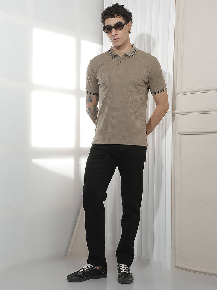 Olive Jacquard Polo T-Shirt