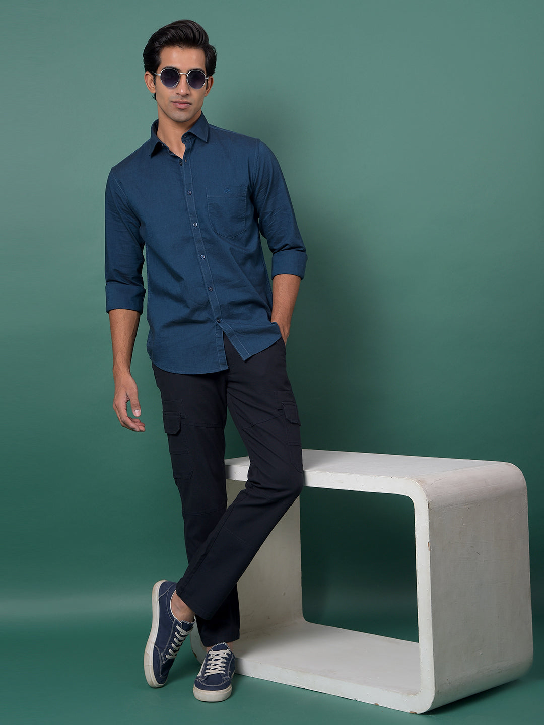 Navy Blue Cargo Trousers