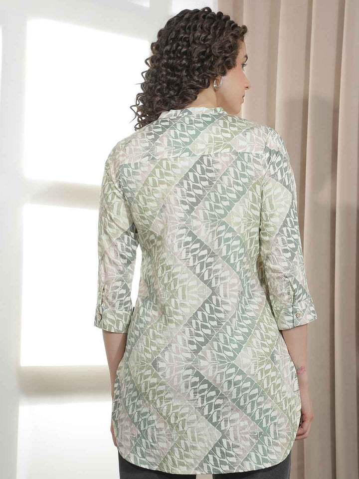 Green Abstract Printed Top