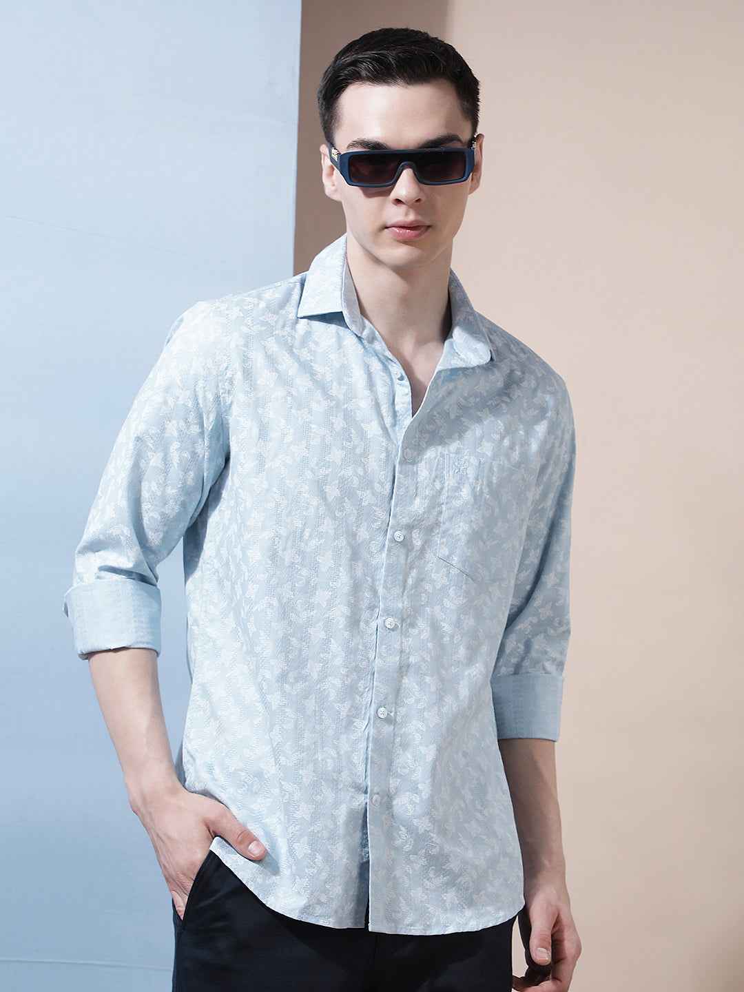 Blue Floral Print Shirt