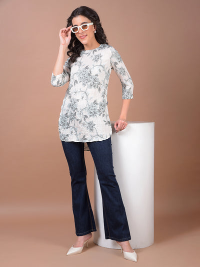 Green Floral Print Top