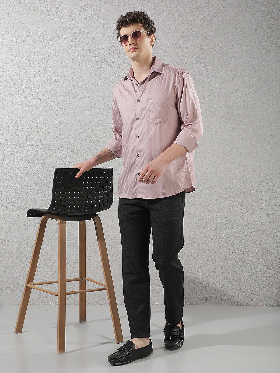 Purple Smart Casual Printed Shirt