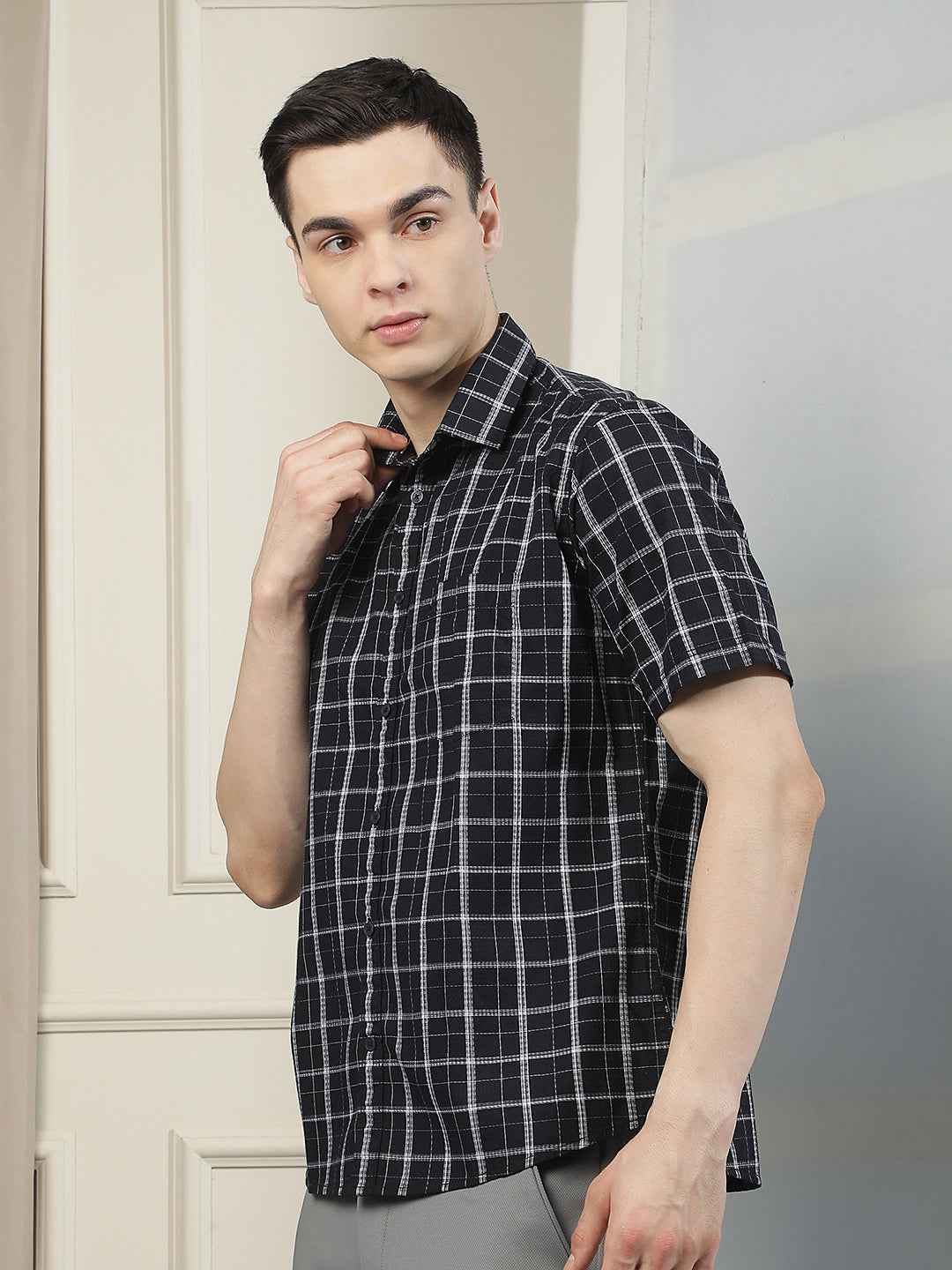 Black Checked 100% Cotton Shirt