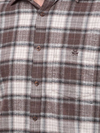 Brown Checked 100% Cotton Shirt