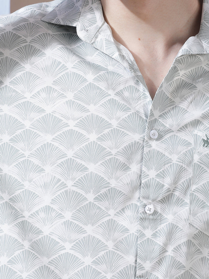Tailored Military Green Printed Shirt