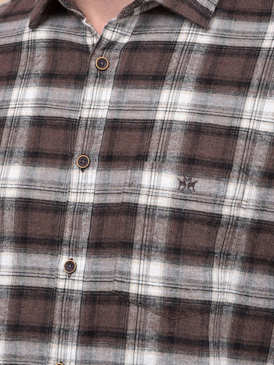 Brown Checked 100% Cotton Shirt