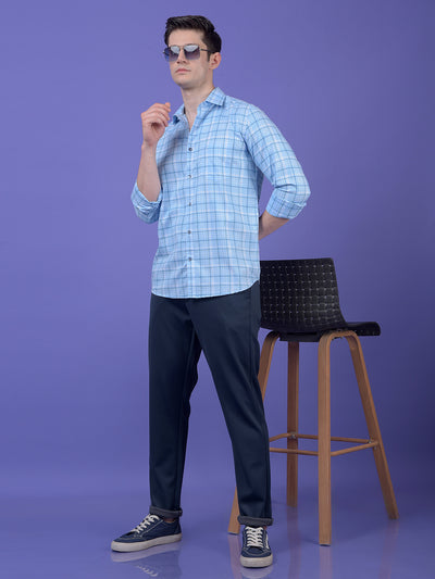 Blue Checked 100% Cotton Shirt