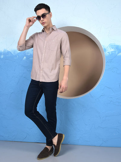 Beige 100% Cotton Shirt