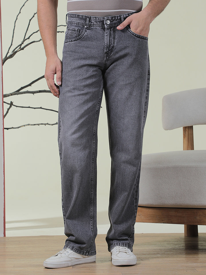 Grey 100% Cotton Baggy Jeans