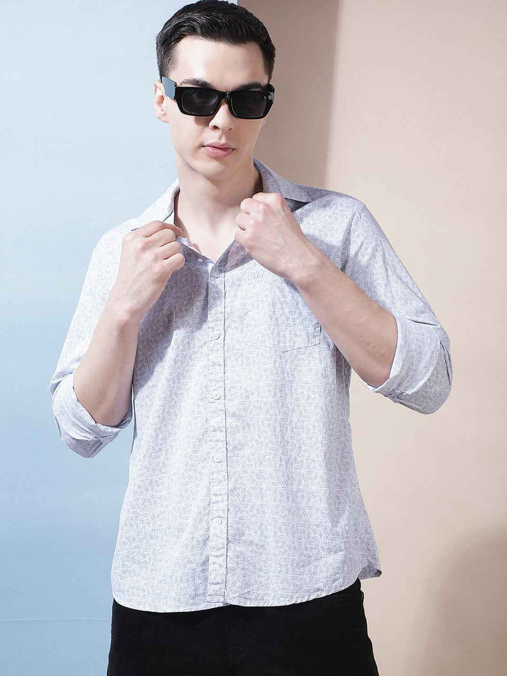 Pebble Grey Printed Shirt
