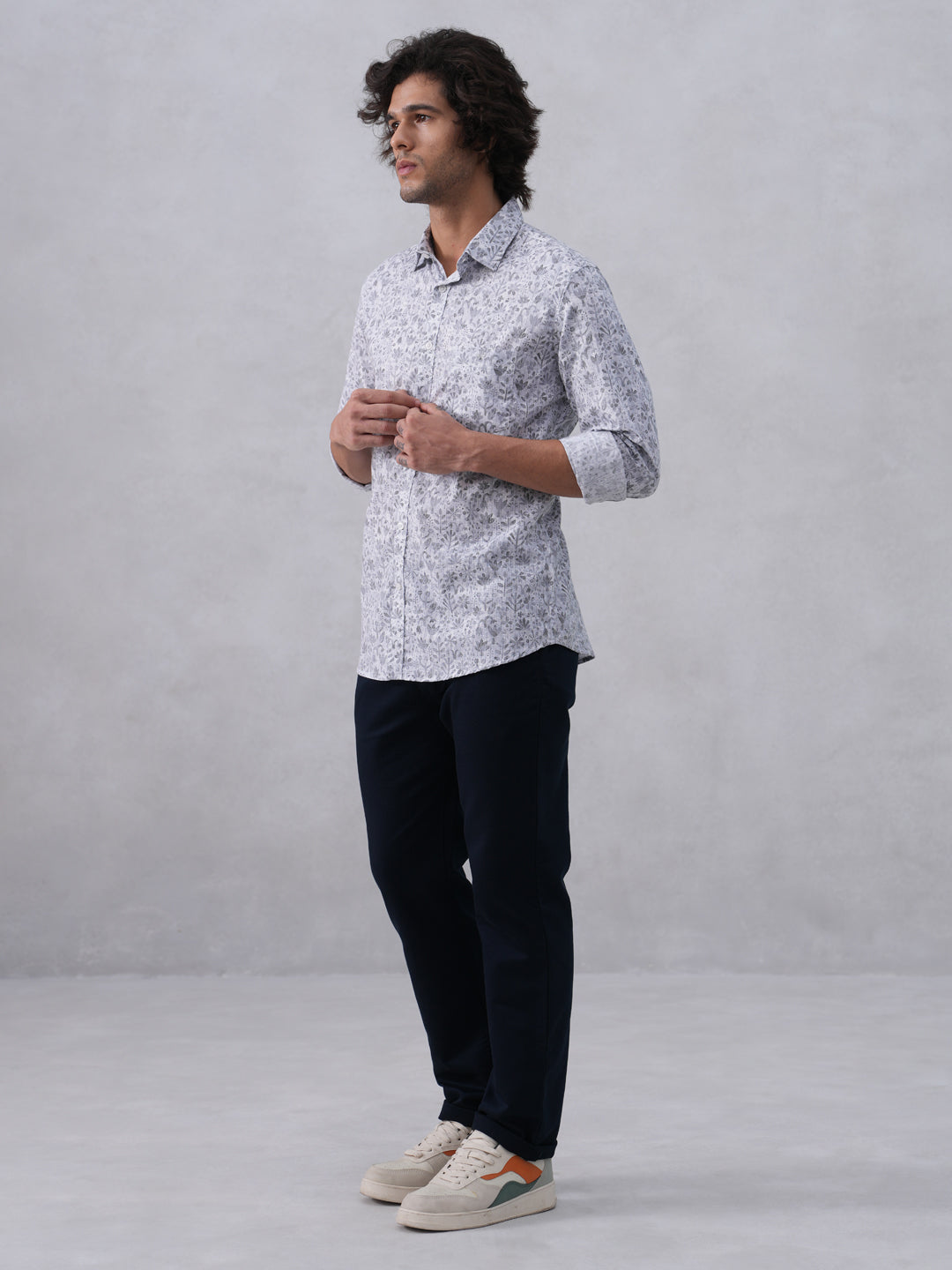 Subtle Grey Floral Print Shirt