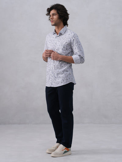 Subtle Grey Floral Print Shirt