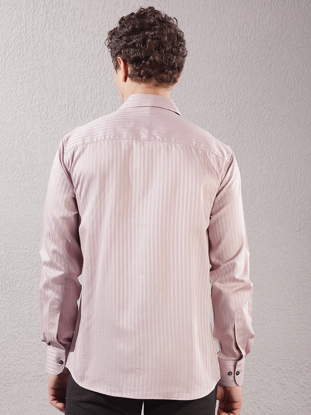 Purple Vertical Striped 100% cotton Shirt