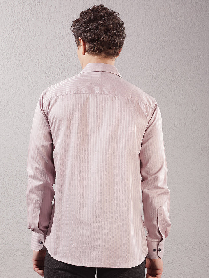 Purple Vertical Striped 100% cotton Shirt