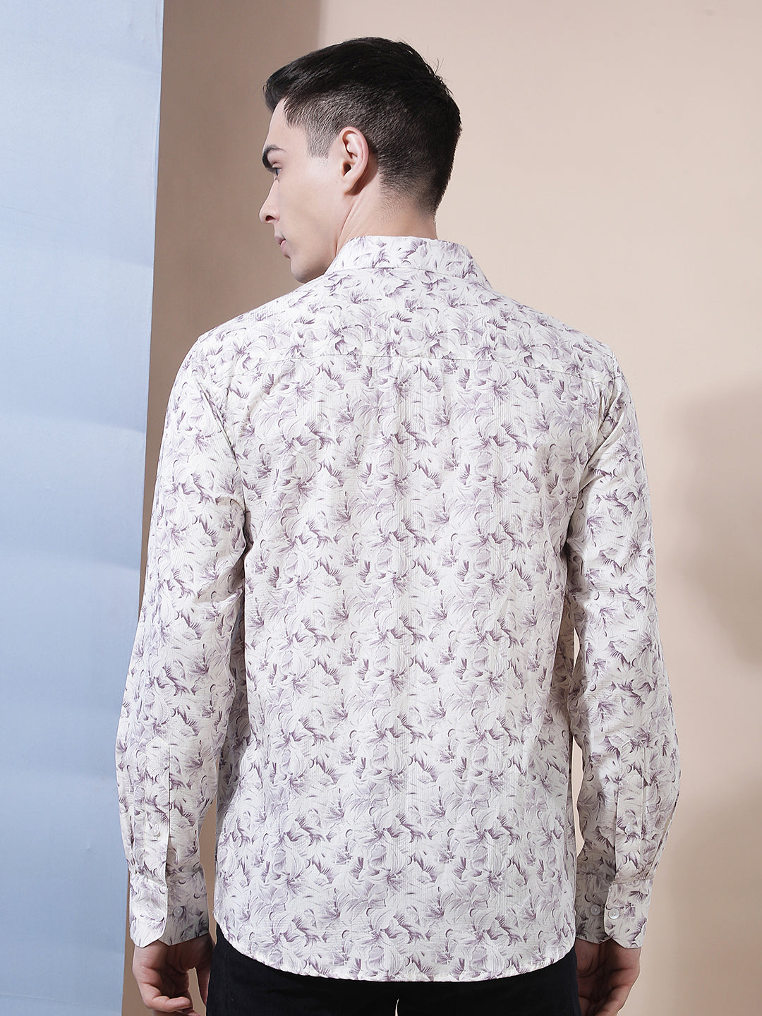 Purple Floral Print 100% Cotton Shirt