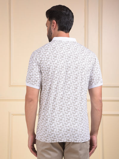 Olive Printed Polo Neck T-Shirt