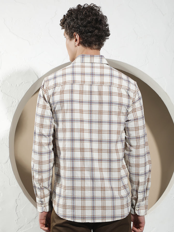 Multi-Color Checked 100% Cotton Corduroy Shirt