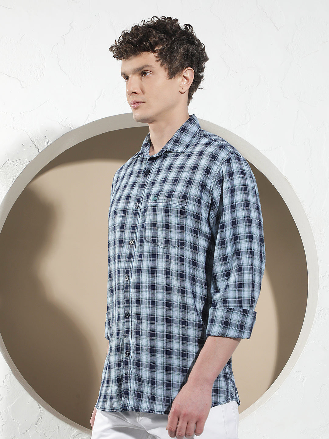 Blue Checked 100% Cotton Shirt