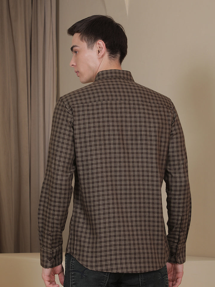 100% Cotton Brown Checked Shirt