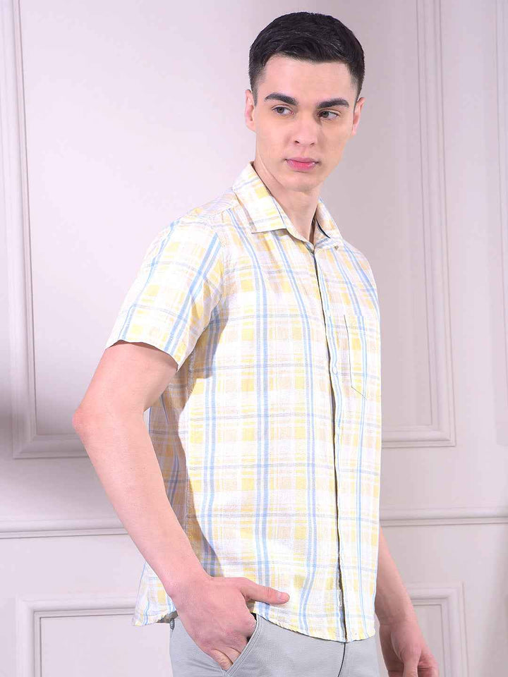 Yellow Linen Checked Shirt