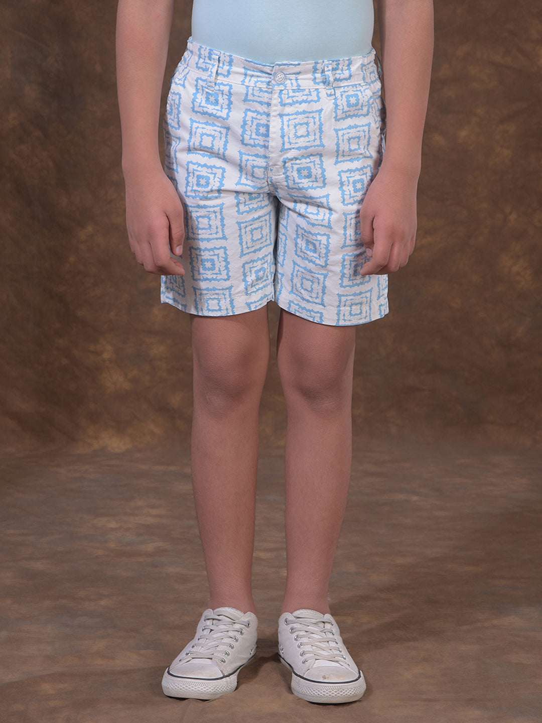 Blue Printed 100% Cotton Shorts