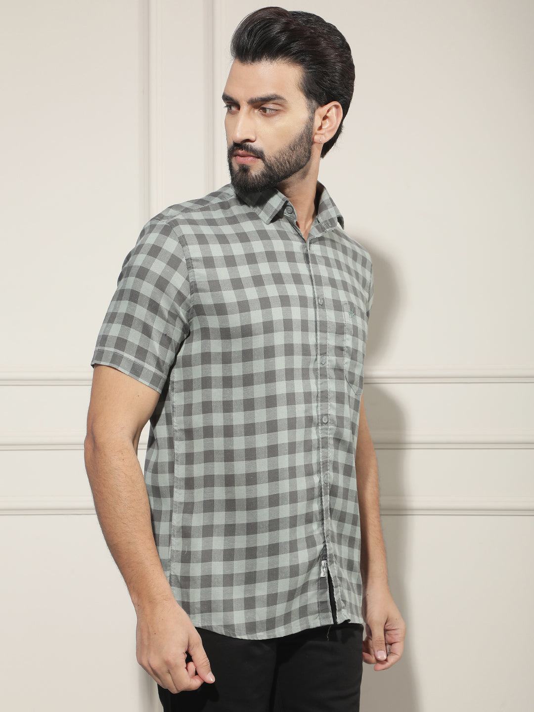 Green Checked Linen Shirt