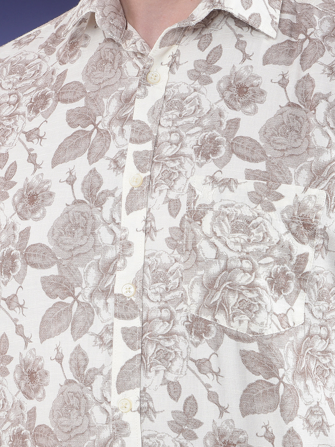Printed Linen Brown Shirt
