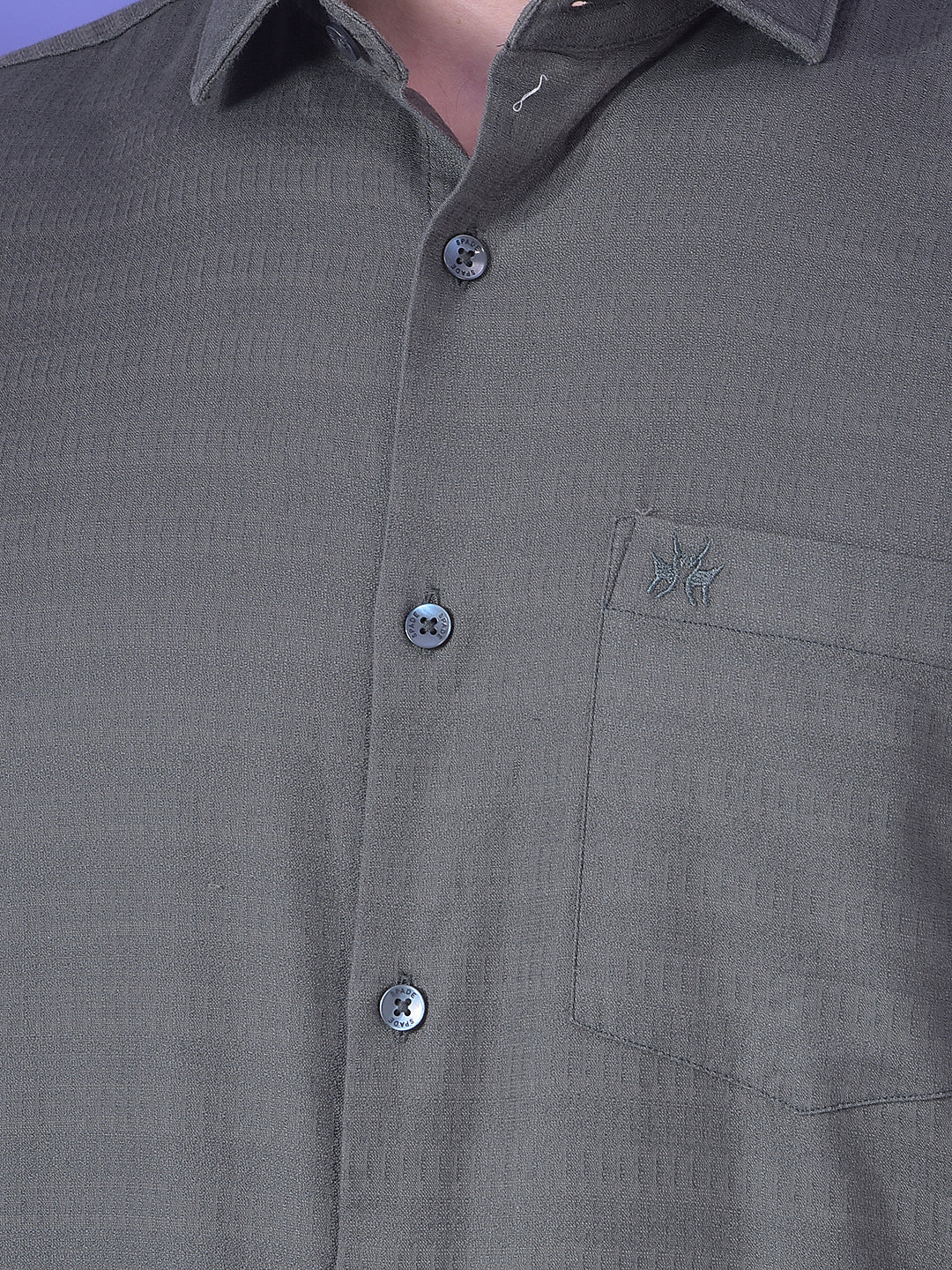 Quest Moss Olive Textured Shirt