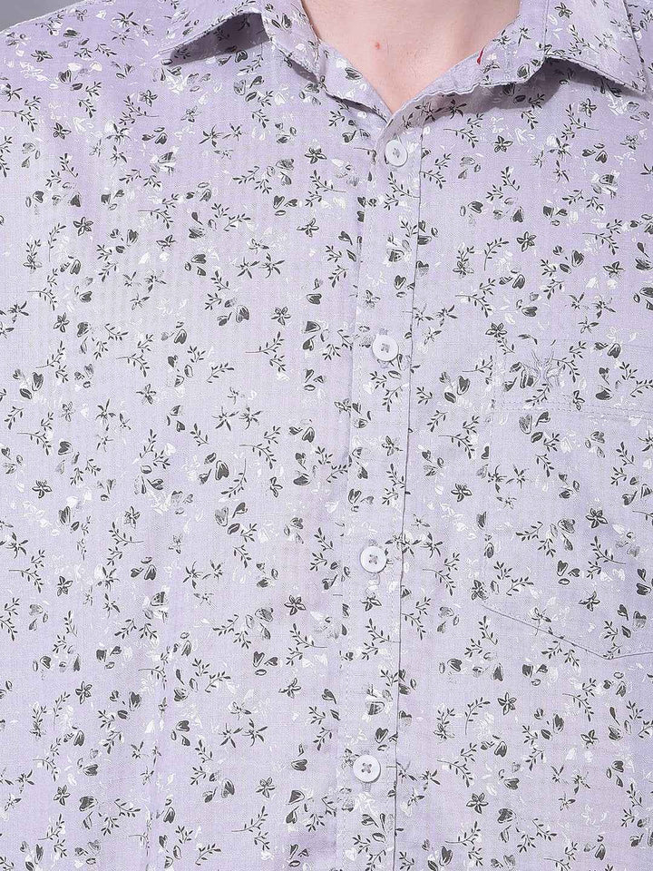 Grey Floral Print Shirt