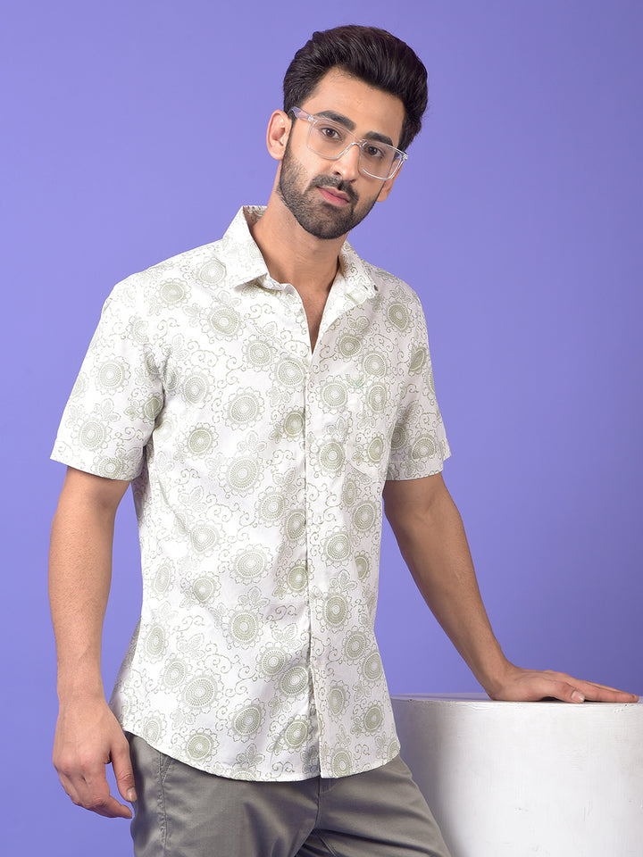 White Floral Print Shirt