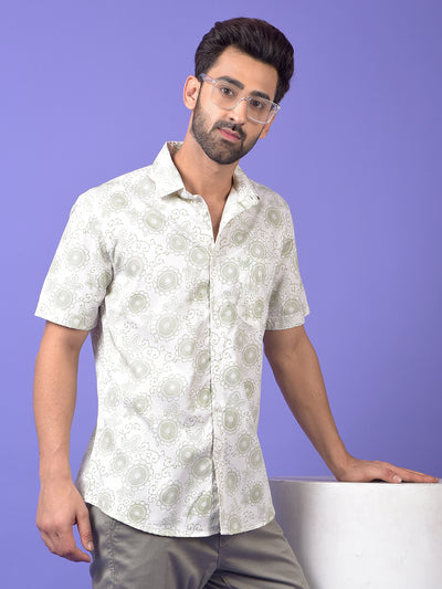 White Floral Print Shirt